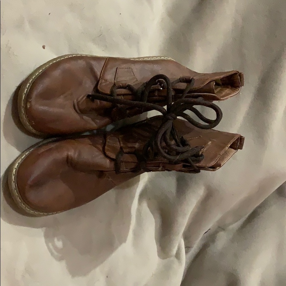 Brown wedge boots